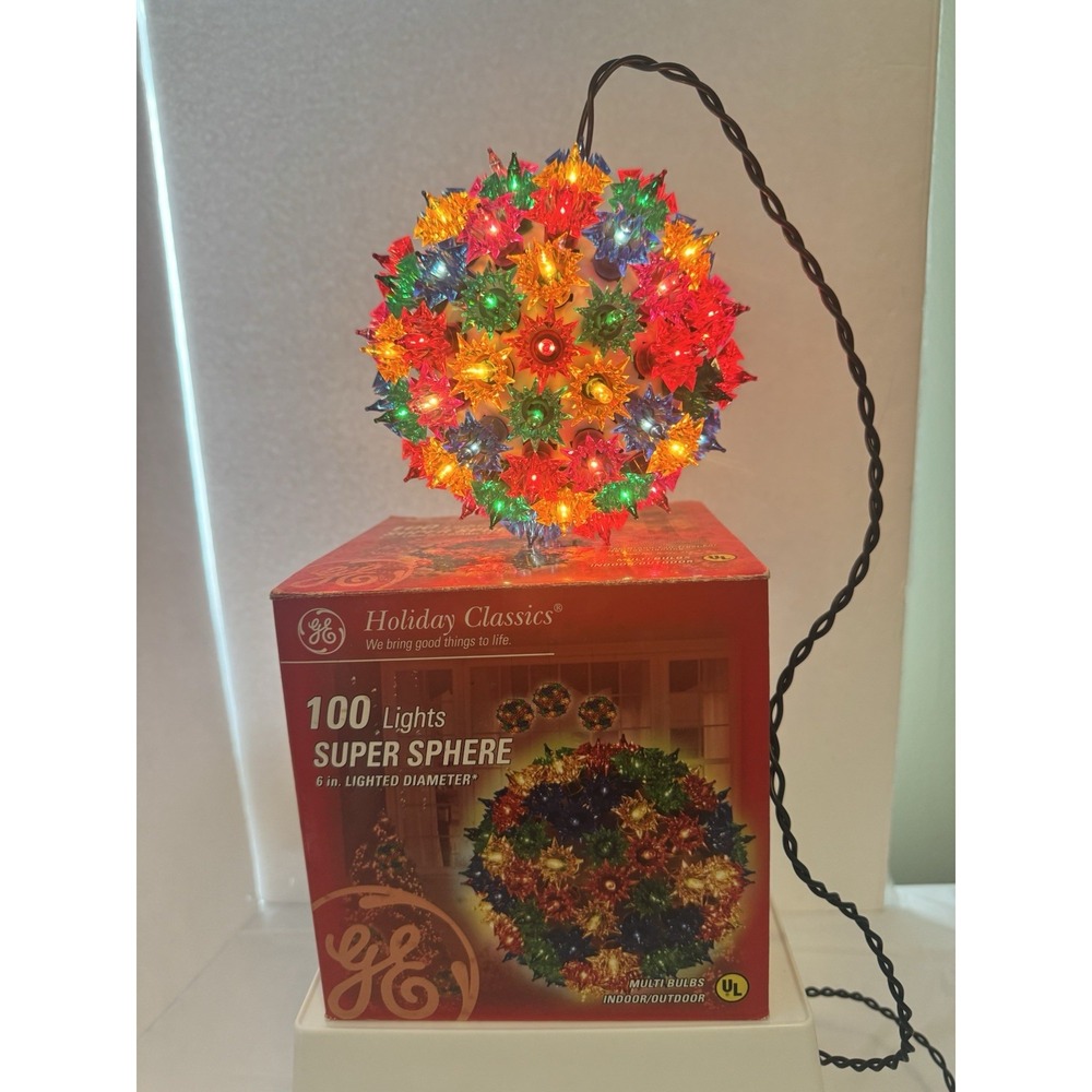 Vintage GE 6" Holiday Classics 100 Lights Super Sphere Star Burst Multi-Colors